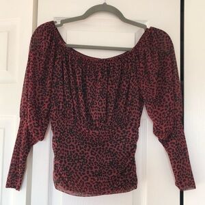 Express Leopard Print Off the Shoulder Top- Size XS
